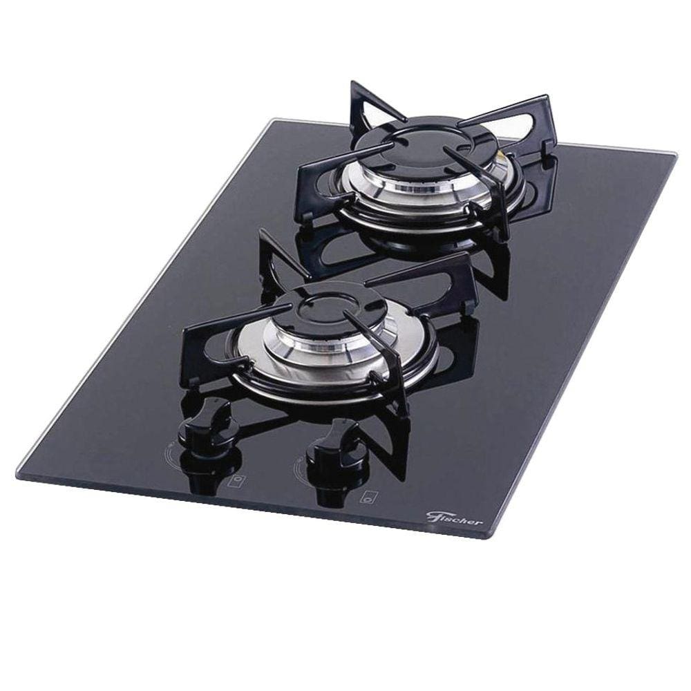 Fogão Cooktop Fischer 2 Bocas a Gás Mesa Vidro Preto 7726