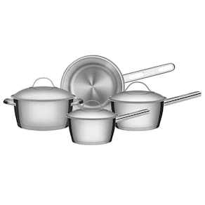 Conjunto de Panelas 4 Peças Tramontina Allegra em Aço Inox com Fundo Triplo e Tampas com Saída de Vapor