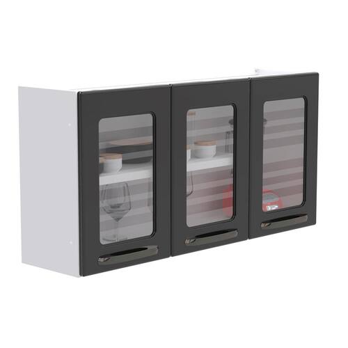 Armário Colormaq Titanium com 3 Portas com Vidro - Branco/Cinza Menor preço em Armário Colormaq Titanium com 3 Portas com Vidro - Branco/Cinza