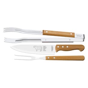 Conjunto para Churrasco Tramontina Dynamic em Aço Inox e Madeira – 3 Peças