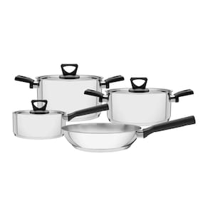 Conjunto de Panelas Tramontina Brava em Aço Inox com Fundo Triplo e Cabos Baquelite - 4 Peças