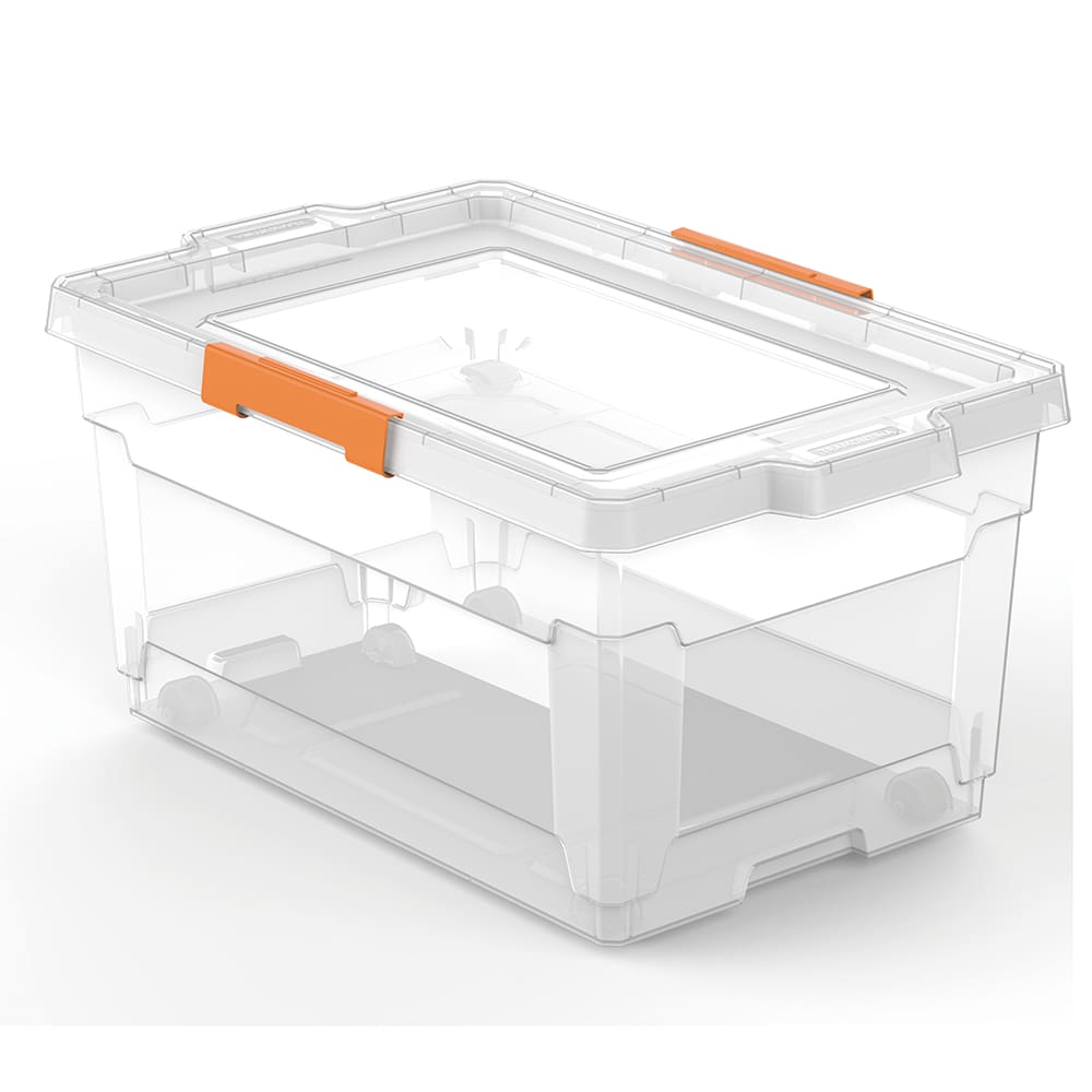 Caixa Organizadora Tramontina com Tampa e Rodas 92556011 60L – Transparente
