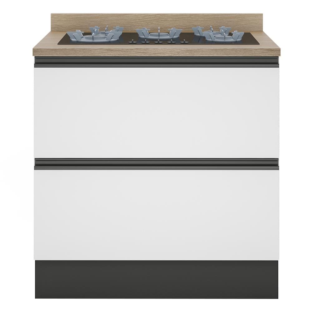 Balcão Cooktop Bartira Linea 5 Bocas com 1 Gaveta e 1 Porta Basculante - 80,1cm de largura