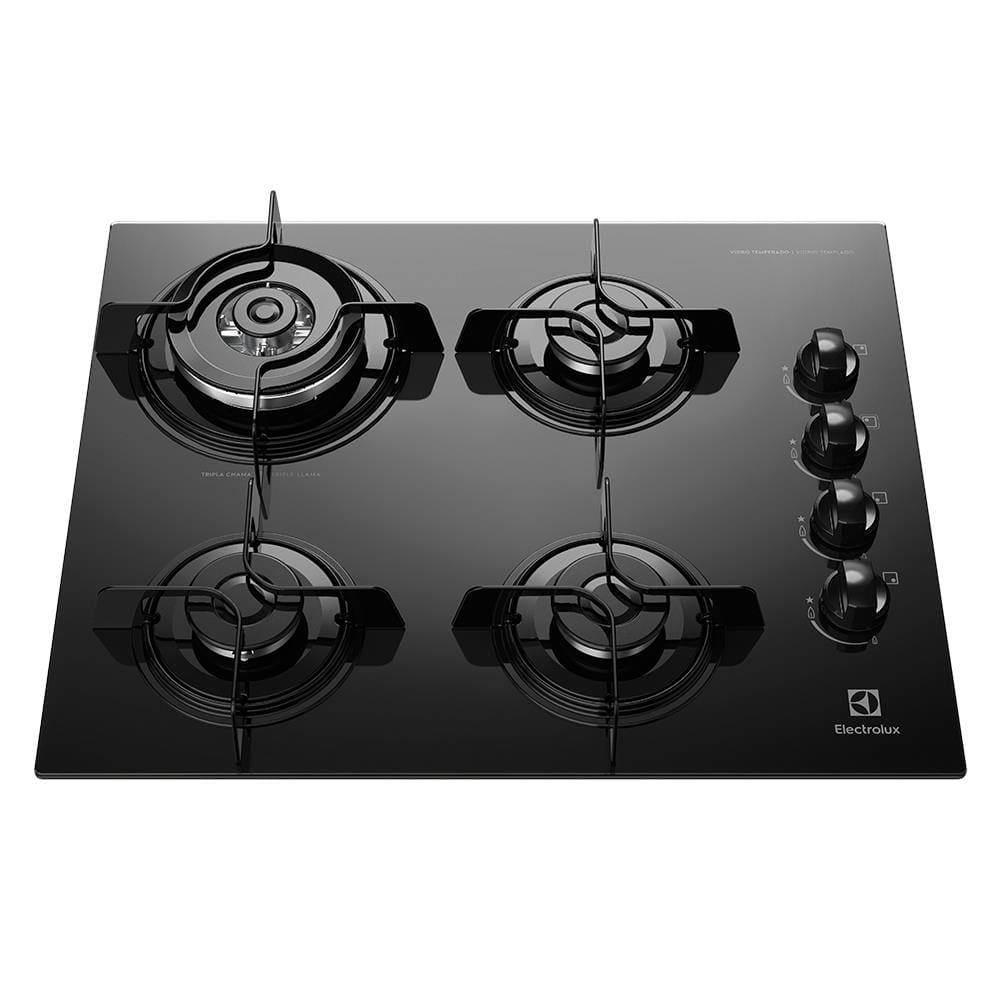 Cooktop a Gás Electrolux KE4TP 4 Bocas Tripla Chama Bivolt - Preto