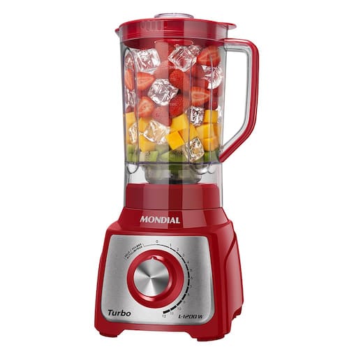 imagem-Liquidificador Mondial L1200 RI Turbo Inox Vermelho 1200W com 12 Velocidades - 220V
