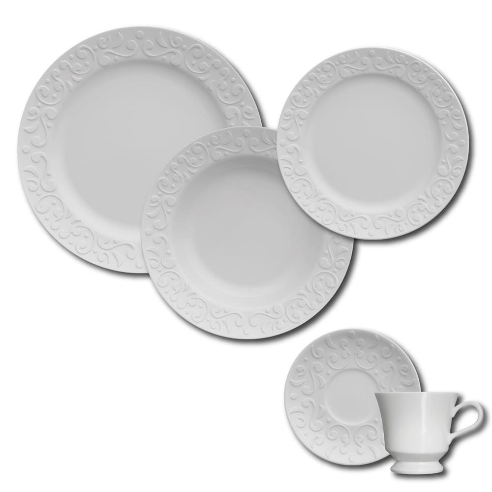 Aparelho de Jantar, Chá e Sobremesa 20 Peças Germer Tassel em Porcelana - Branco