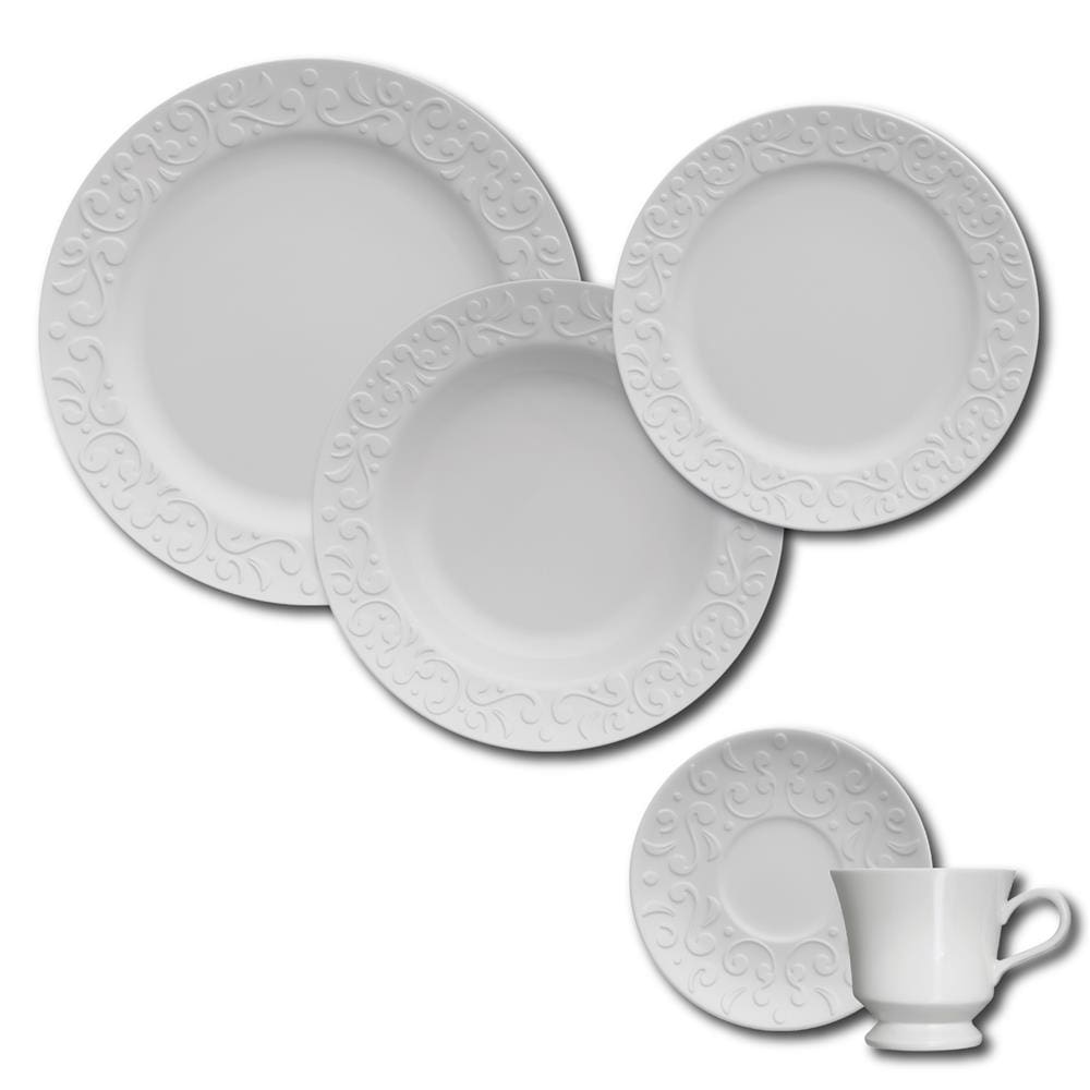 Aparelho de Jantar, Chá e Sobremesa 30 Peças Germer Tassel em Porcelana - Branco