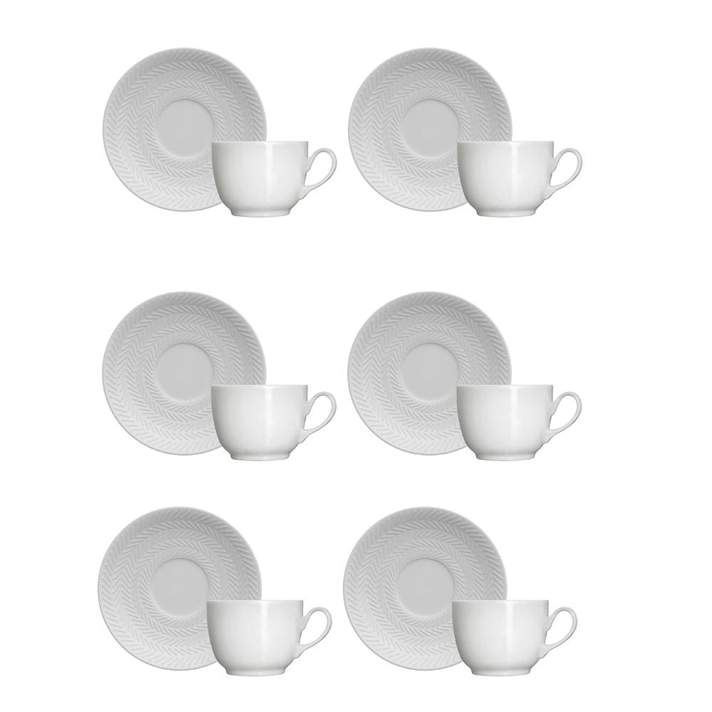 Conjunto de Xícaras para Café Germer Chevron em Porcelana 80 ml – 6 Peças