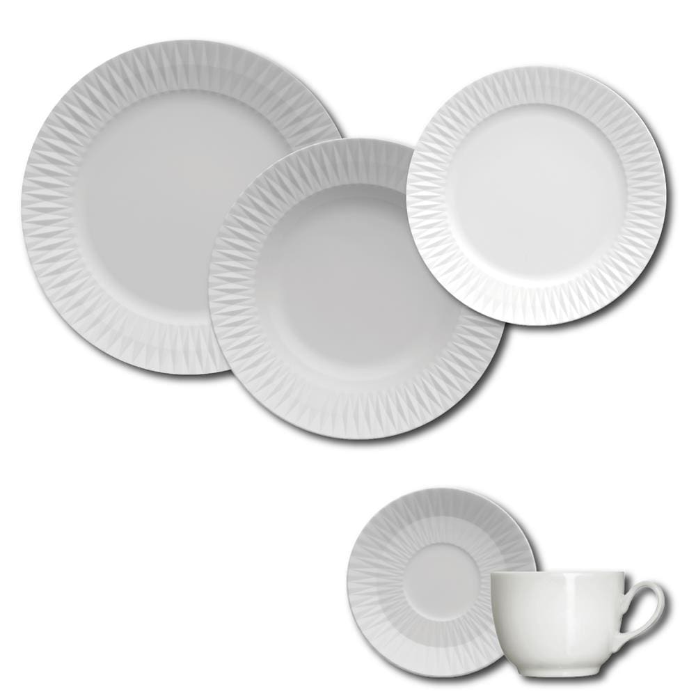 Aparelho de Jantar, Chá e Sobremesa 30 Peças Germer Diamante em Porcelana – Branco