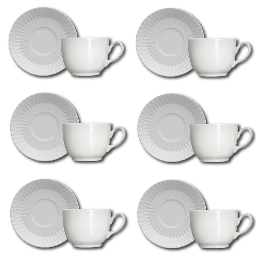 Conjunto de Xícaras para Chá Germer Diamante em Porcelana 240 ml – 6 Peças