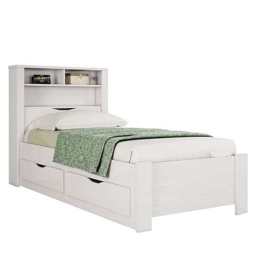 imagem-Cama de Solteiro Santos Andirá Invicta com Baú e 2 Gavetas - Branco