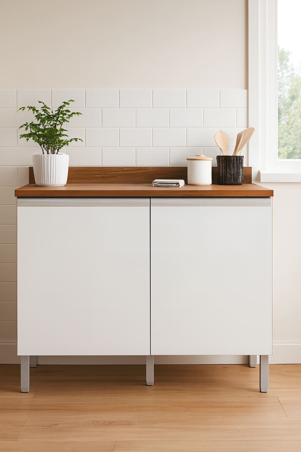 Balcão Bartira Jaspe 2 Portas de Bater 1 Prateleira Interna Com Tampo - 120,1cm de Largura