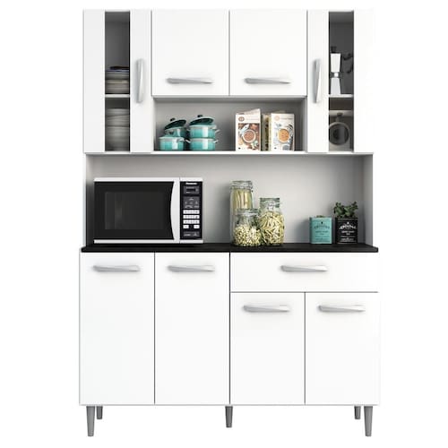 imagem-Cozinha Compacta Poliman Móveis Gabi com 8 Portas e 1 Gaveta - 120cm de largura - Branco