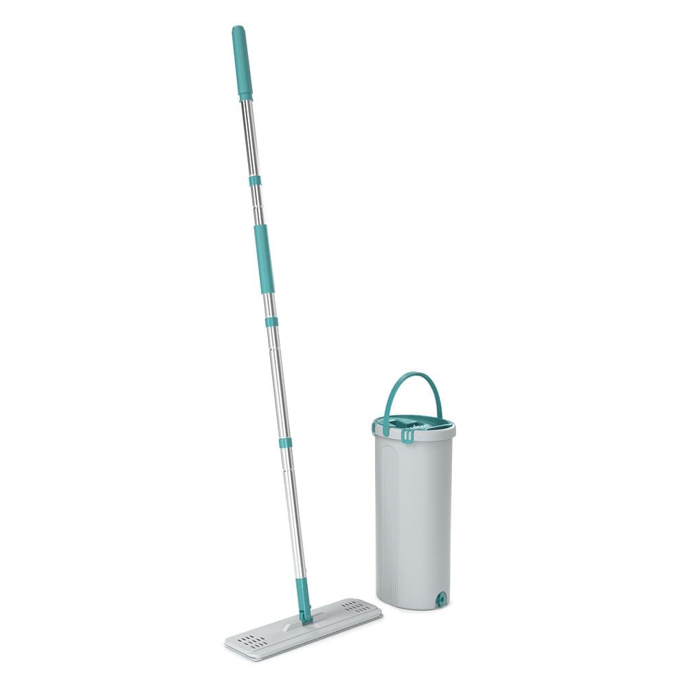 Mop Lava e Seca FlashLimp Fit com Balde 2,5L e Refil – Cinza/ Verde Esmeralda