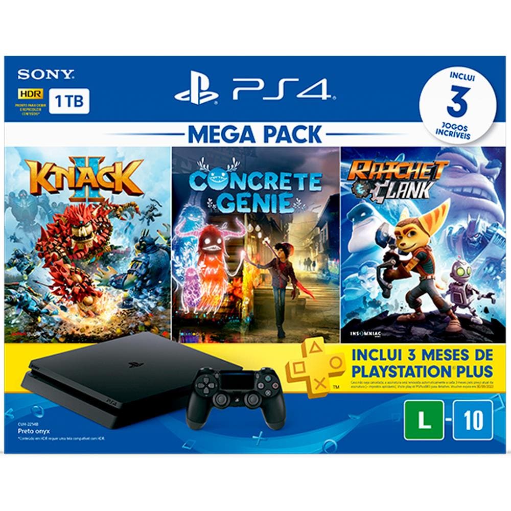 Console PS4 1TB + Jogo Spider-Man + Horizon Zero Dawn + Ratchet