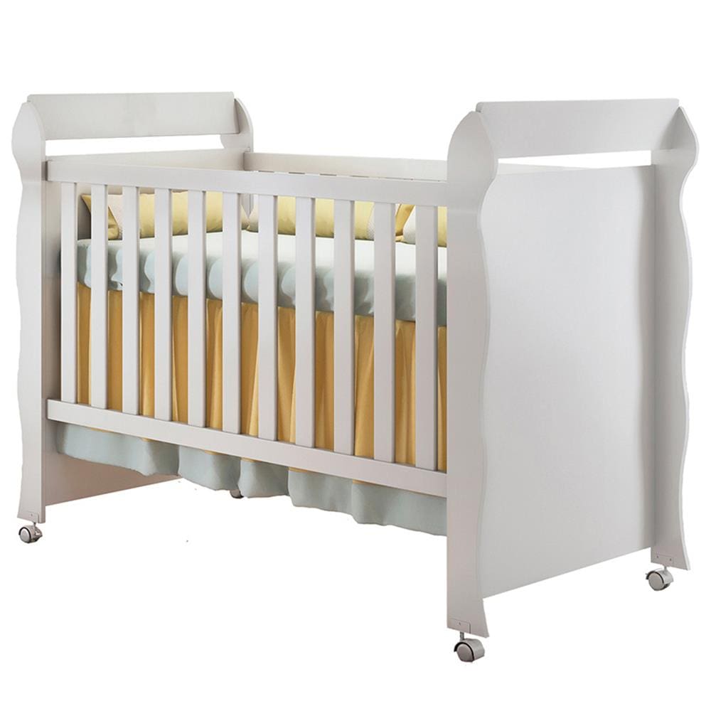 Berço Mini-Cama Carolina Baby Mirelle Regulagem de Altura Travas de Segurança Rodízios