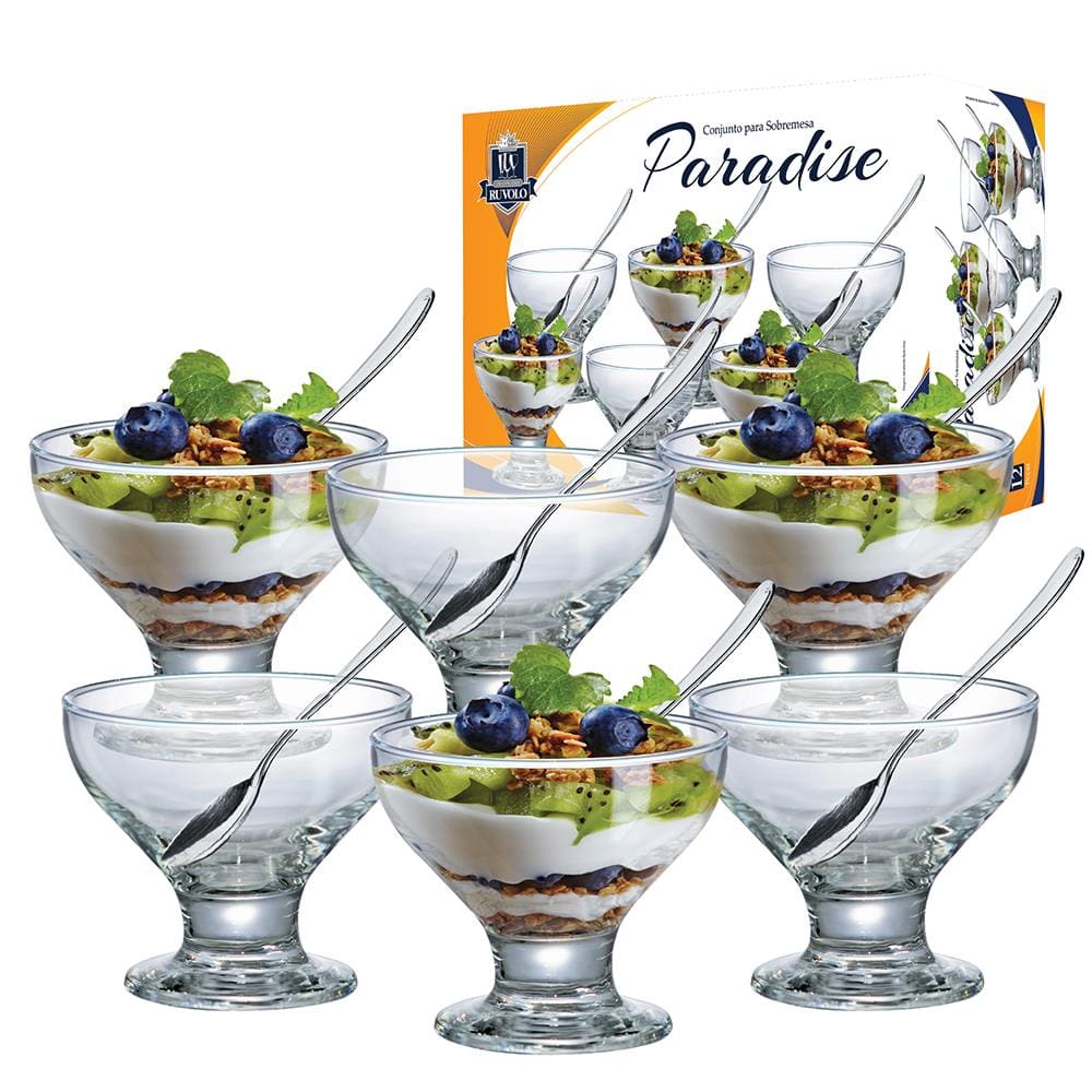 Conjunto de Taças de Sobremesa Ruvolo New Paradise em Vidro - 12 Peças