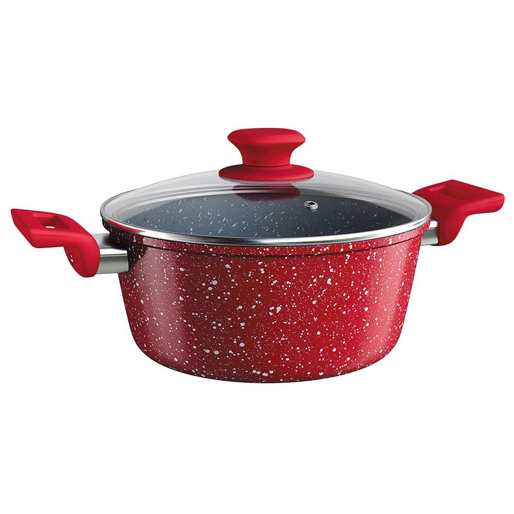 Caçarola Euro Home Colorstone 5 Camadas Antiaderente Vermelha – 4,8 L