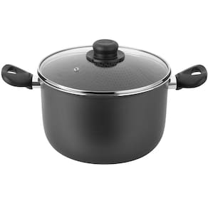 Caldeirão Multiflon Gourmet em Alumínio com Revestimento Antiaderente 7 Camadas, Tampa de Vidro com Saída de Vapor e Alças em Baquelite - 24 cm