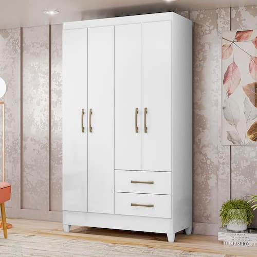 imagem-Guarda-Roupa Moval Chile com 4 Portas e 2 Gavetas - Branco