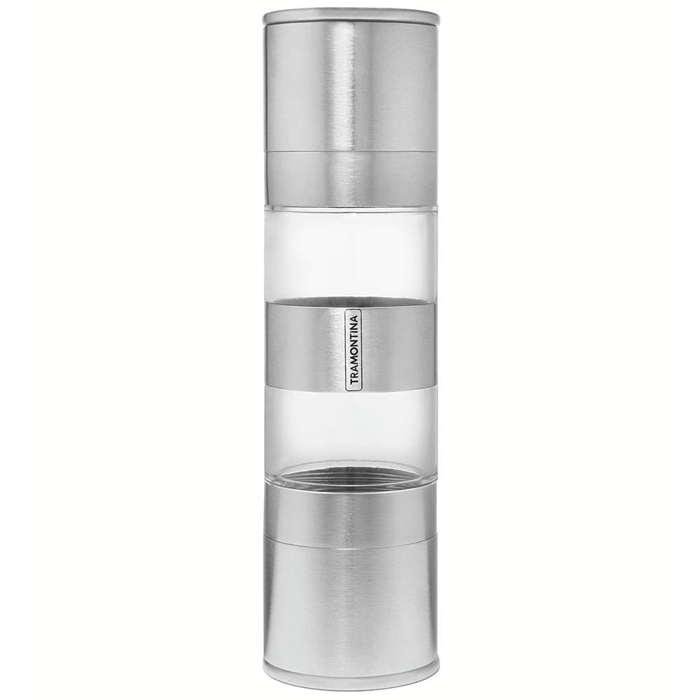 Moedor Duplo para Sal e Pimenta Tramontina Realce em Aço Inox e Acrílico – Transparente/Inox