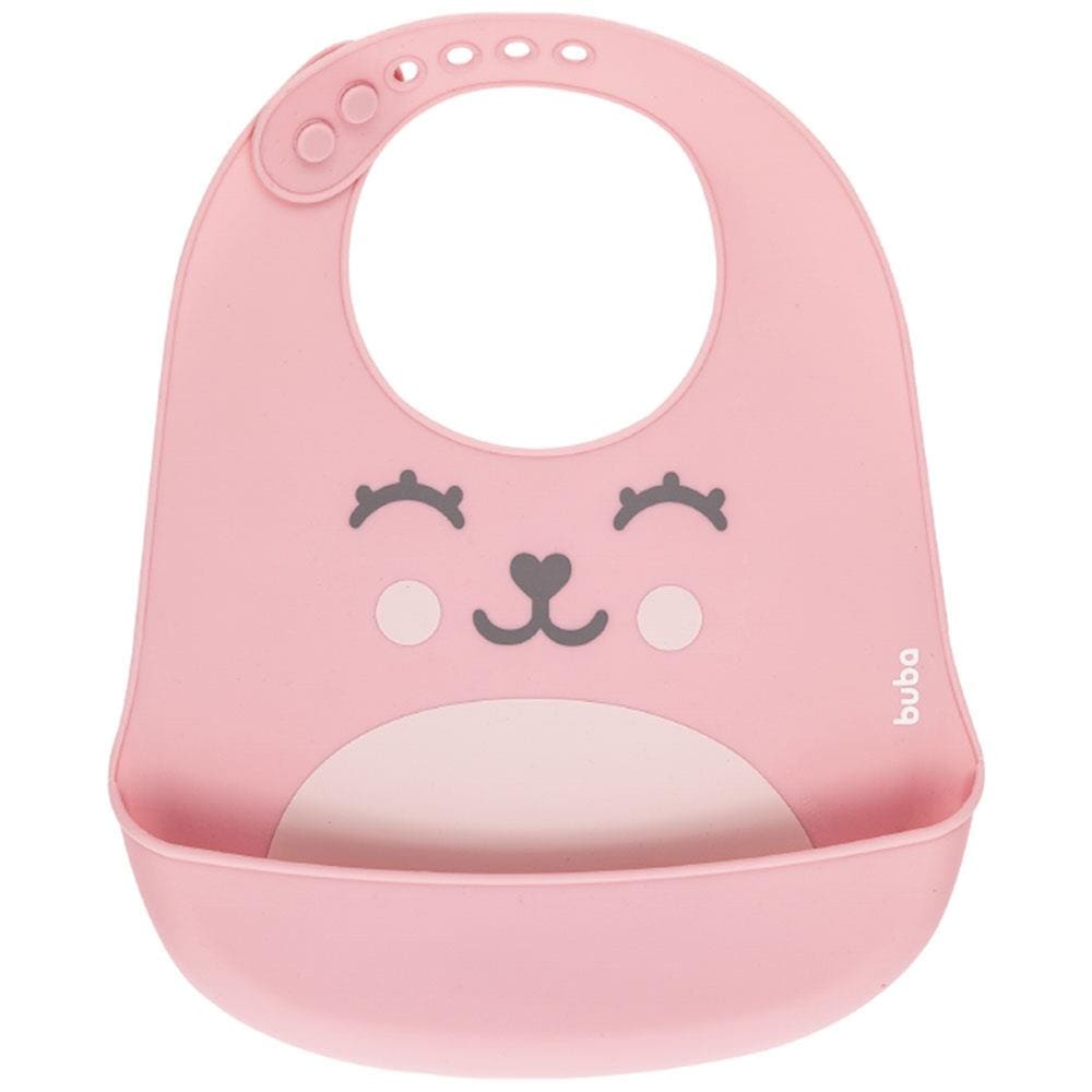 Babador Gumy Buba Silicone com Pega Migalhas - Rosa