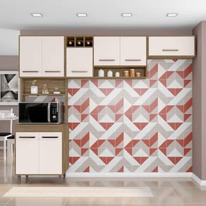 Cozinha Compacta Poliman Barcelona com 8 Portas e 3 Prateleiras - 258cm de largura