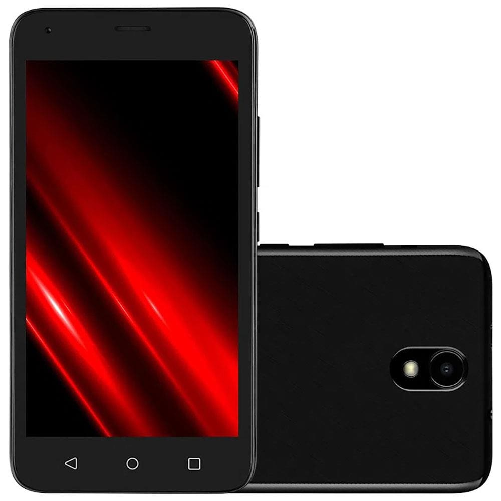 Smartphone Multilaser E Pro P9150 Preto 32GB, 1GB de RAM, Tela 5”, Android 11, Dual Chip, 4G, Câmera 5MP + Selfie 5MP e Processador Octa-Core