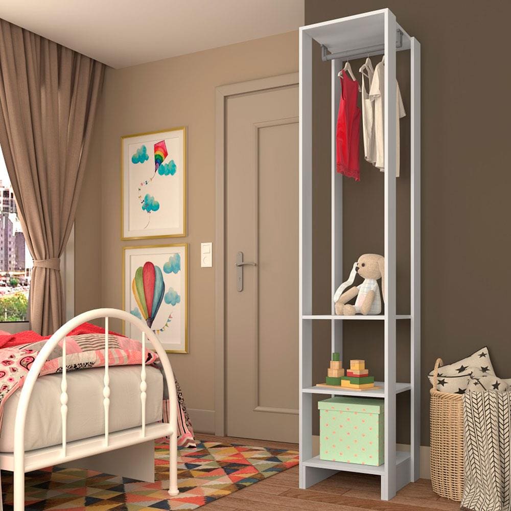 Armário Closet Nova Mobile Slim Yes com 3 Prateleiras e Cabideiro