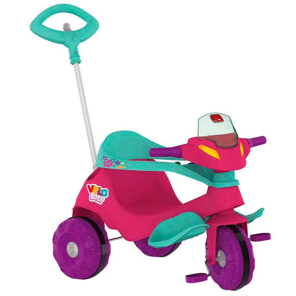 Triciclo Infantil Calesita Velocita - 2 em 1 - Pedal e Passeio com Aro -  Rosa L