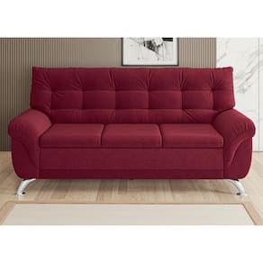 Sofá 3 Lugares Linoforte Arezzo Revestido em Suede com 202cm de Largura