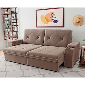 Sofa san diego 3l com almofada fixa em couro sintetico simbal | Ponto