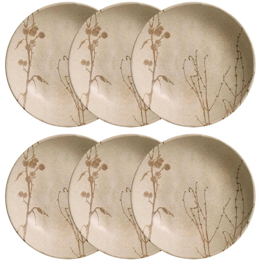 Conjunto com 6 Pratos Fundos Porto Brasil Cyperus em Bio Stoneware 22,5cm – Cinza