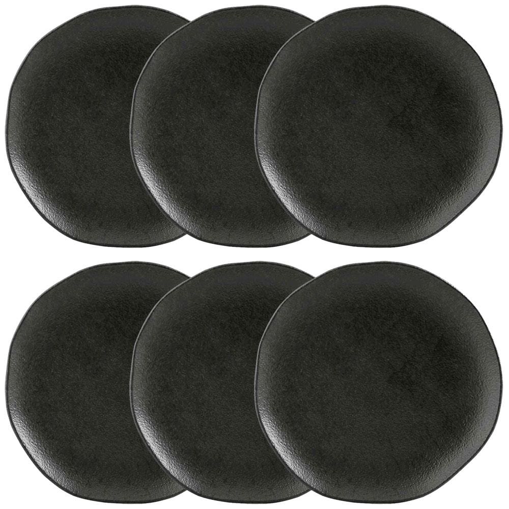 Conjunto com 6 Pratos de Sobremesa Porto Brasil Orgânico Carbon em Stoneware 19,1cm – Preto