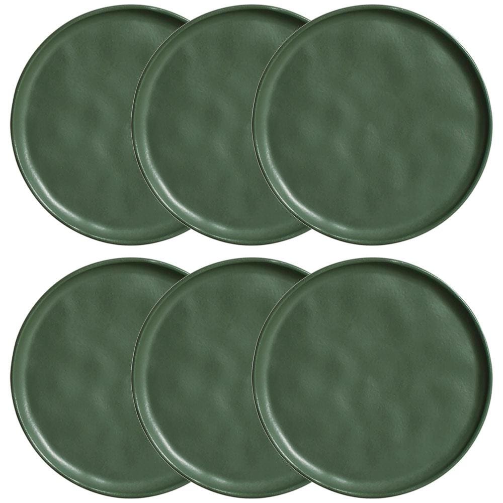 Conjunto com 6 Pratos de Sobremesa Porto Brasil Bio Leaf em Stoneware 21,5cm – Verde