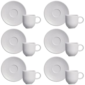 Conjunto com 6 Xícaras e Pires para Café Porto Brasil Coup Vit em Stoneware Cinza - 97 ml