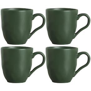 Conjunto de Canecas Porto Brasil Orgânico Leaf em Stoneware Verde 273 ml - 4 Peças