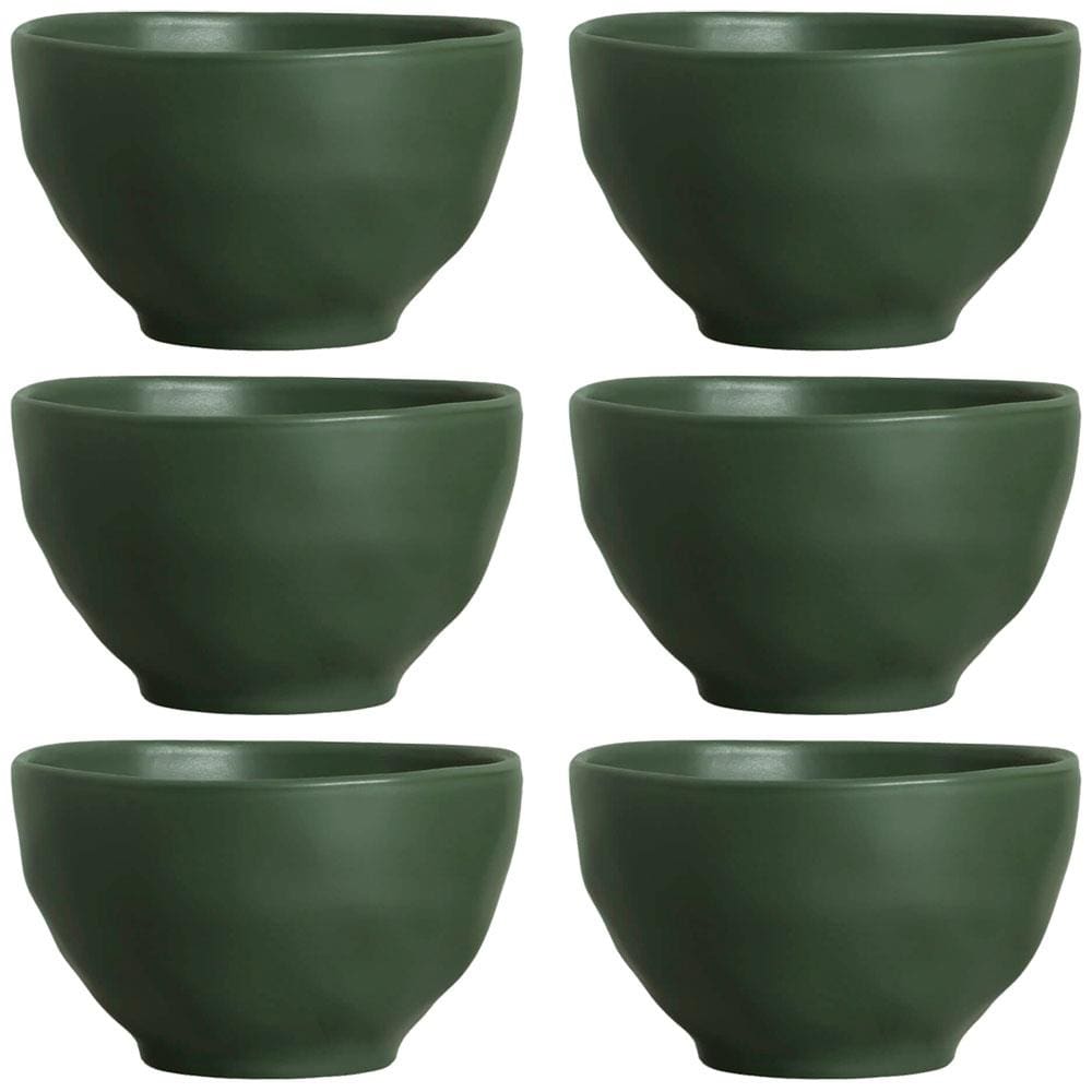 Conjunto de Bowls Porto Brasil Orgânico Leaf em Stoneware Verde 558 ml - 6 Peças