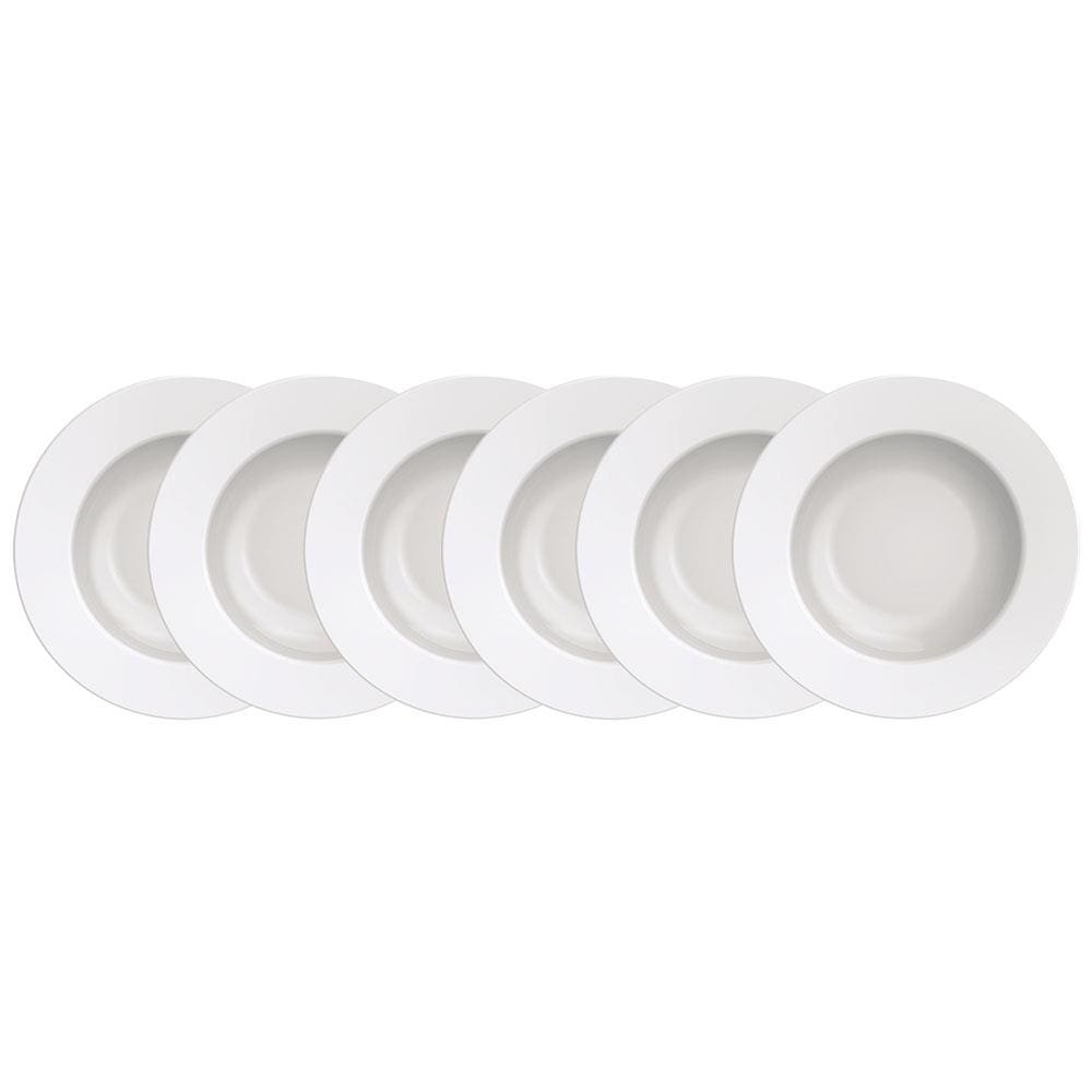 Conjunto com 6 Pratos Fundos Tramontina Maria Augusta em Porcelana 23 cm - Branco
