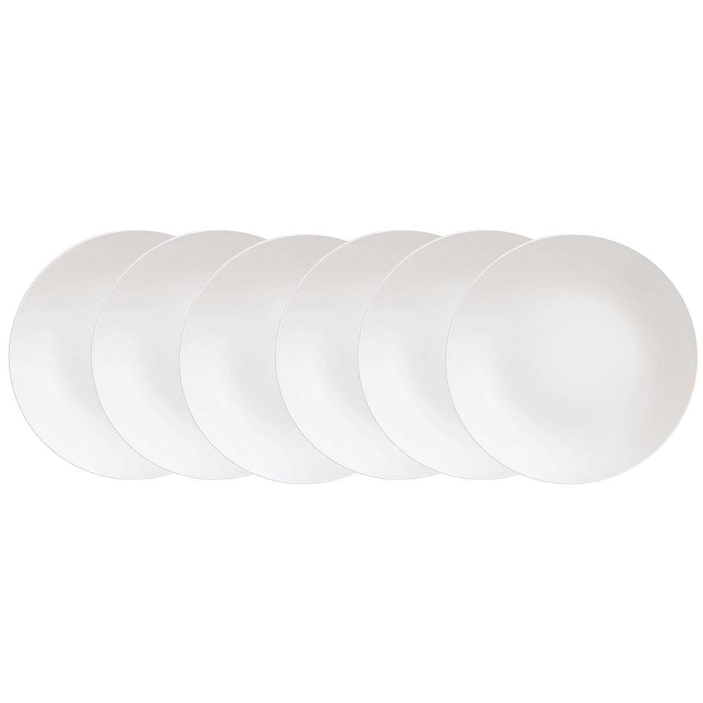 Conjunto com 6 Pratos Rasos Tramontina Leonora em Porcelana 25 cm - Branco