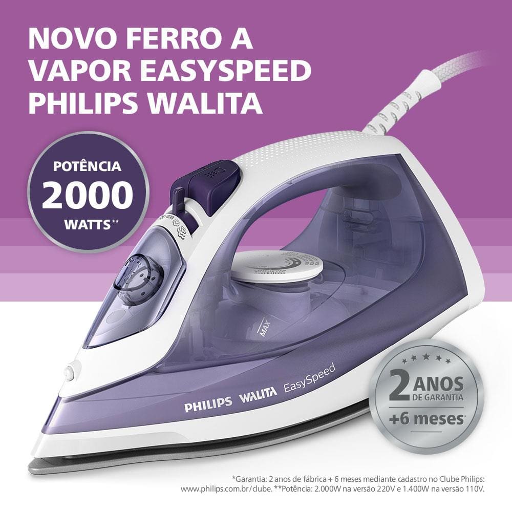 Ferro de Passar a Vapor Philips Walita EasySpeed | Ponto