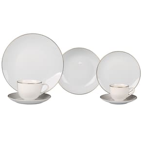 Aparelho de Jantar 42 Peças L'Hermitage Legacy em Porcelana - Branco/Dourado