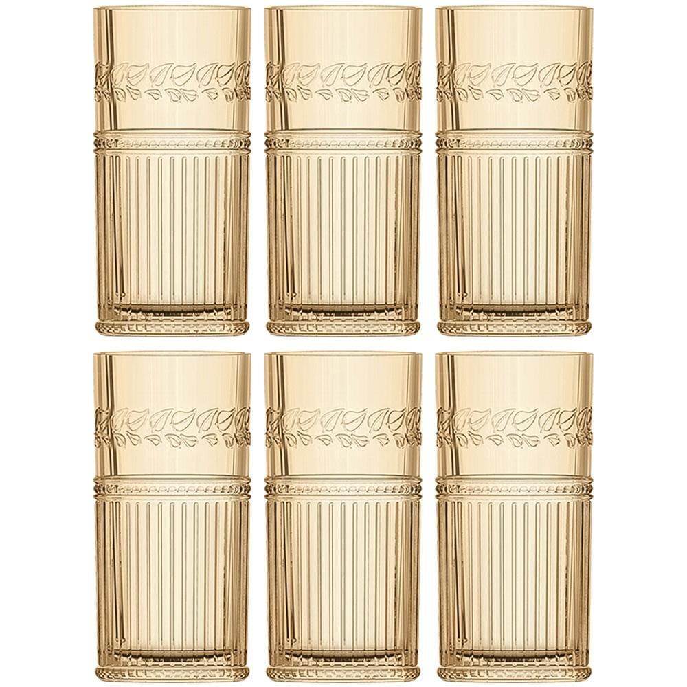 Conjunto de Copos Altos L'Hermitage Republic Ambar 360 ml - 6 Peças