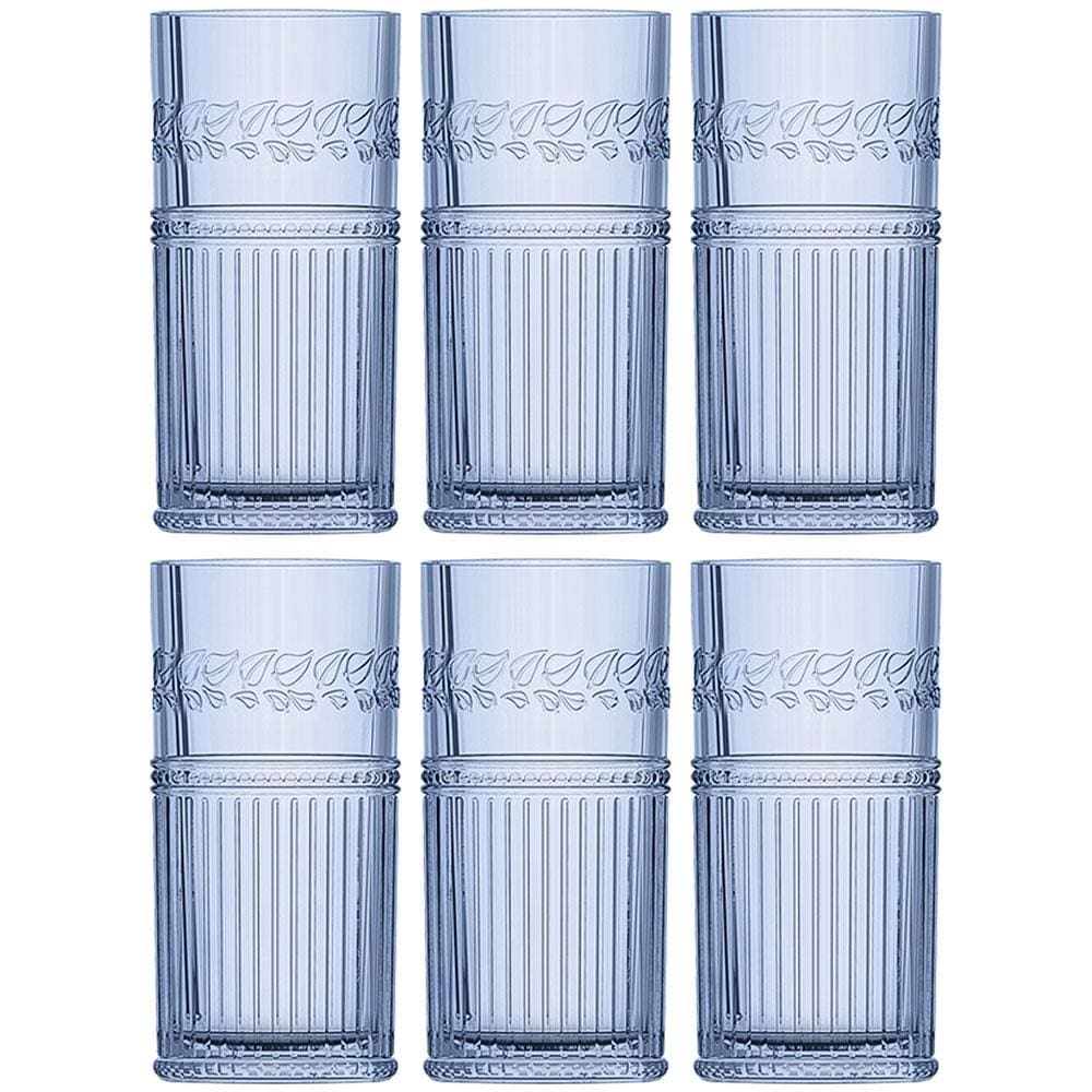 Conjunto de Copos Altos L'Hermitage Republic Azul 360 ml - 6 Peças