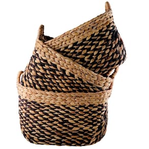Conjunto de Cestas em Fibra Natural L'Hermitage Retangulares com Alças – 3 Peças