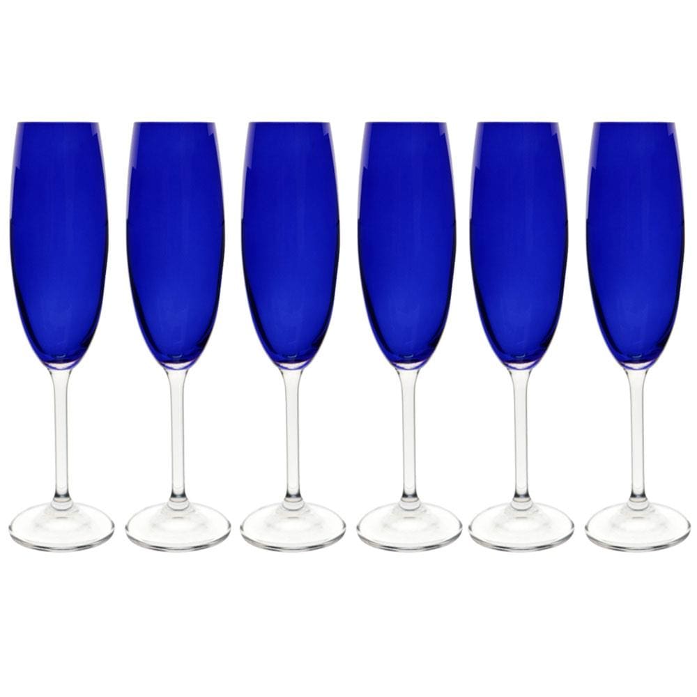 Conjunto de Taças para Champanhe Bohemia Gastro 220ml Azul Cobalto - 6 Peças