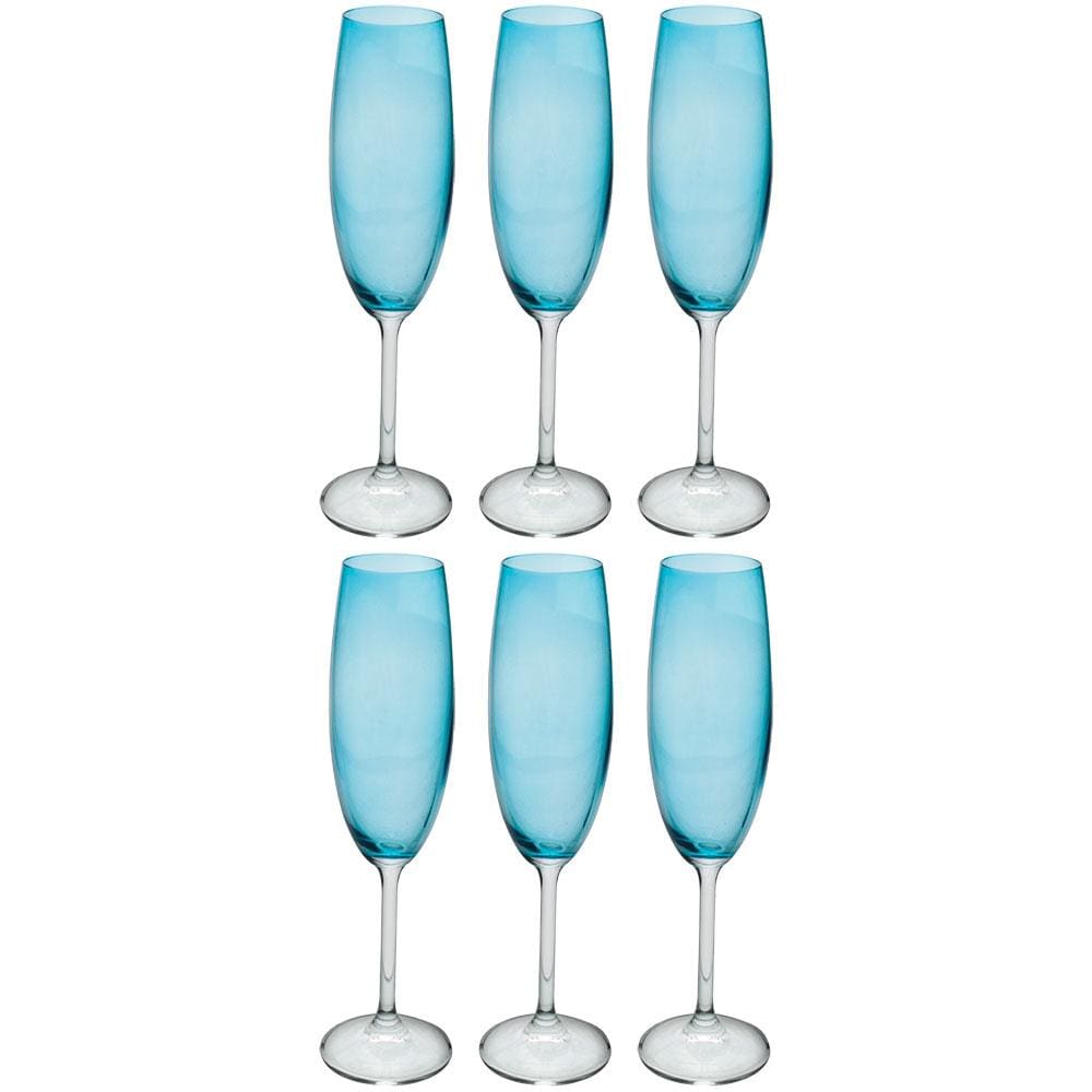 Conjunto de Taças para Champanhe Bohemia 57932 220ml Azul Turquesa - 6 Peças