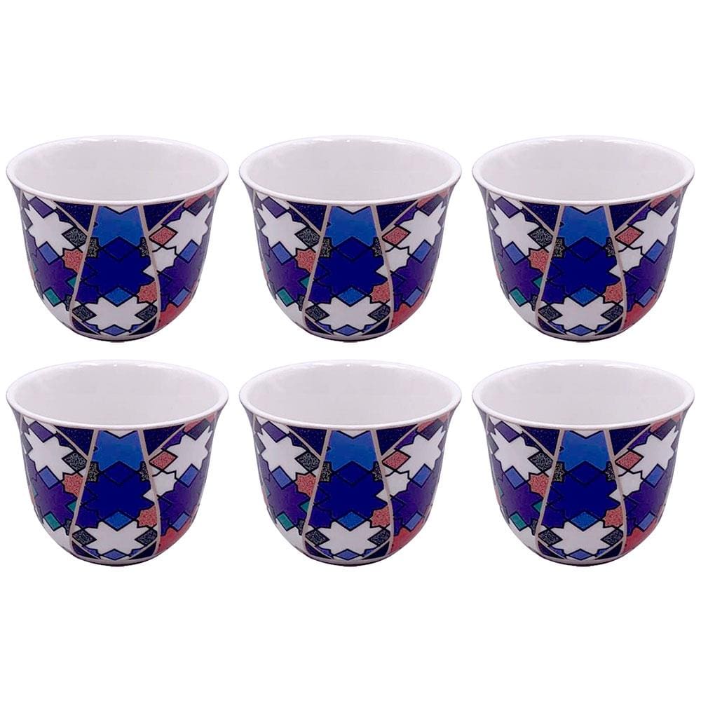 Conjunto com 6 Copos para Café L’Hermitage Pérsia em New Bone China Estampado - 70 ml