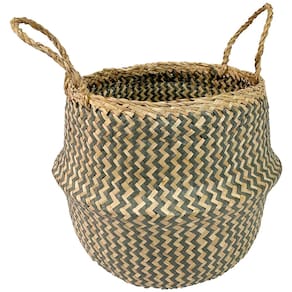 Cesta Redonda L’Hermitage Mundi em Fibra Natural com Alças Cinza – 26 cm