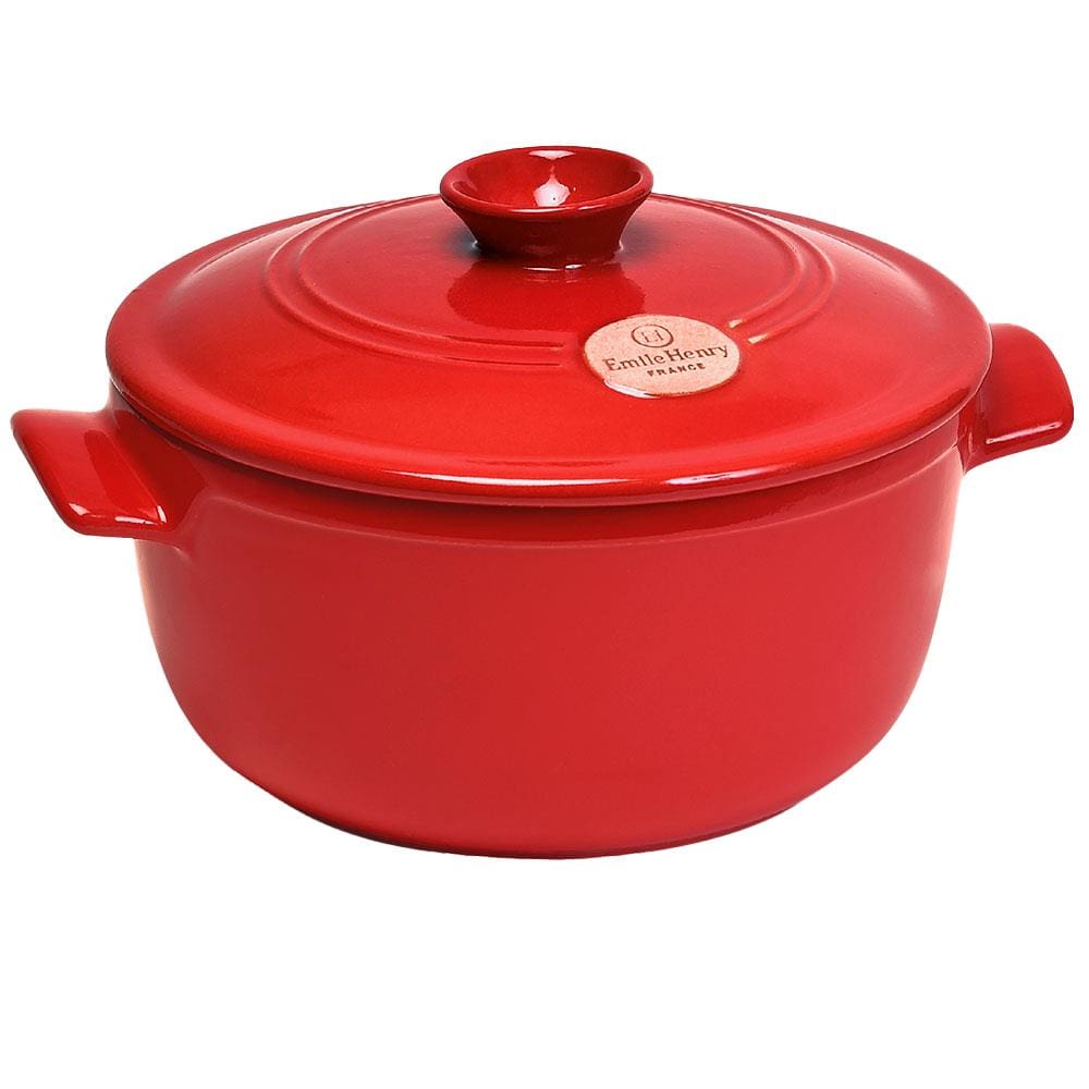 Caçarola com Tampa 2,5 L Emile Henry em Cerâmica Vermelha - 22 cm